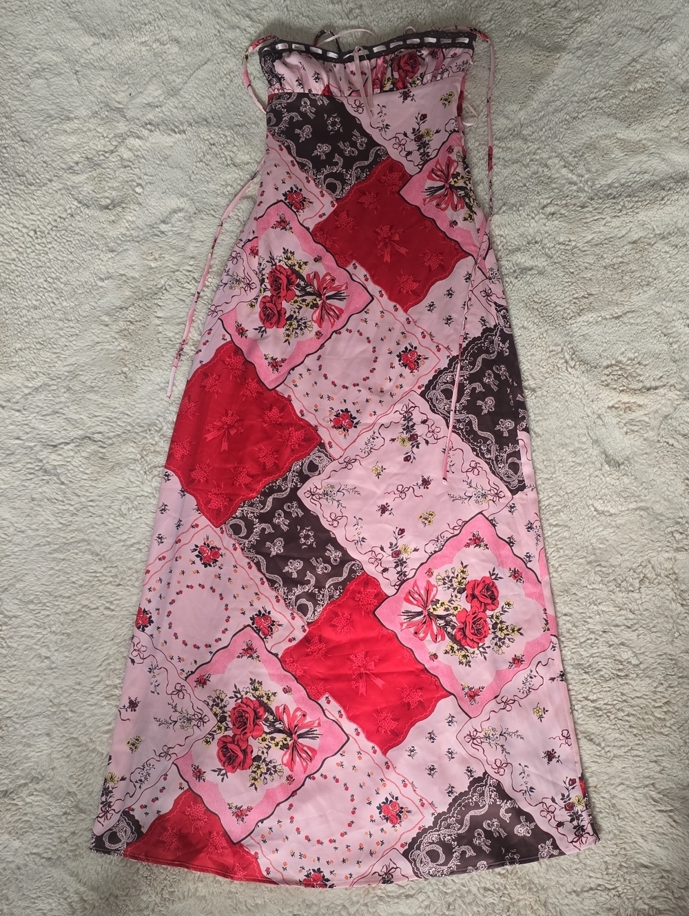 Urban Outfitters Pink Floral Strapless Maxi